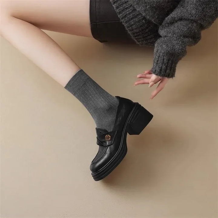 Women's Dress Shoes Fashion Retro Spring Autumn Women Mary Jane Shoes Causal Versatile Lolita Ladies High Heels Leather Shoes