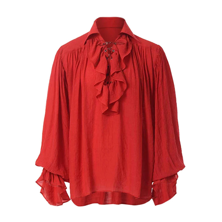 Medieval Halloween Costumes Autumn Casual Shirts Steampunk Cosplay Bandage Long Sleeve Ruffled Shirt Gothic Blouse Tops