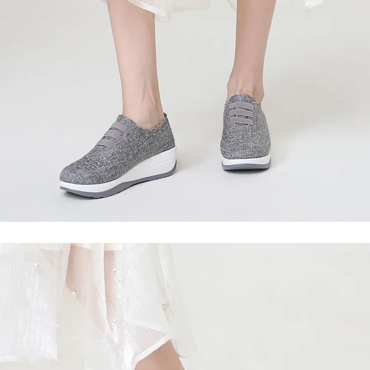 Women's Swing Sneakers Platform Wedge Slip on Casual Sports Shoes for Woman Breathable Slimming Fitness Rocking Shoes Thick Sole