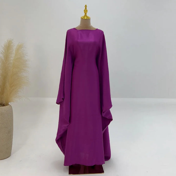 Tossy Autumn Loose Shiny Maxi Dress Butterfly Batwing Long Sleeve Muslim Clothes Party Solid Female Long Dress New