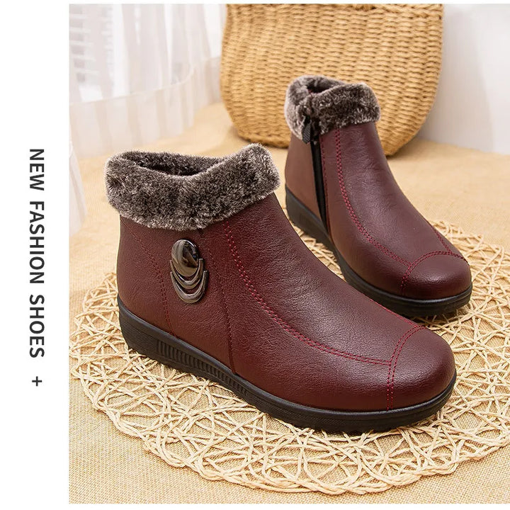 Women's Boots 2024 New Arrival Winter Snow Booties Female Fur Ankle Boots Waterproof Winter Warm Plush Shoes Non-slip Mom Bota