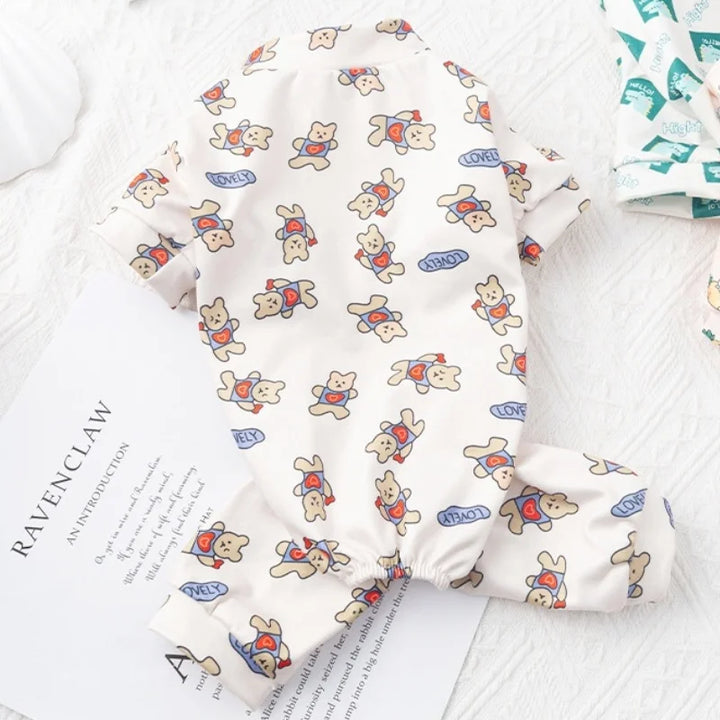 Pet Dog Clothes for Small Dogs Soft Warm Dog Jumpsuits Fashion Print Puppy Pajamas Cute Cat Sleepingwear Pet Onesie Dog Overalls
