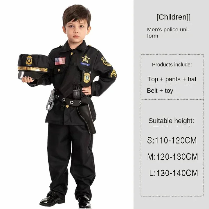 Kids Police Costume – Halloween Cop Uniform
Patrol the Halloween streets!
Fun police uniform perfect for trick-or-treating, parties, and cosplay.
👮 Includes: Police shirt + accessories
🎃 Perfect for Halloween parties