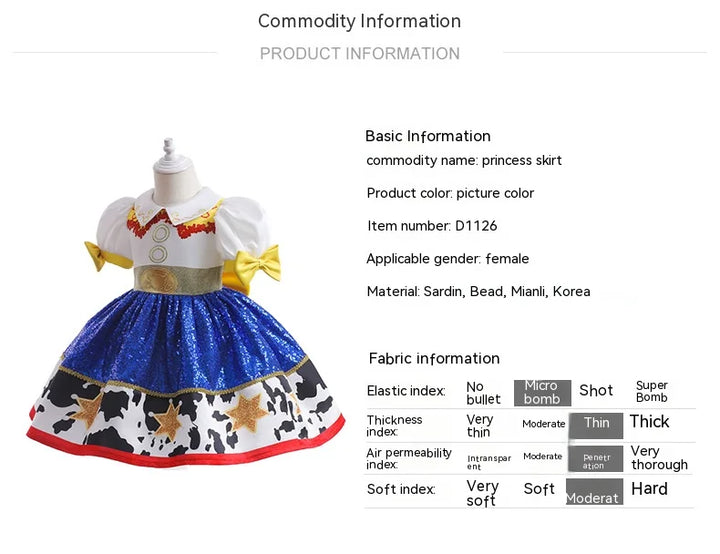 Halloween Boys Girls Children Bow Tie Ballet Skirt Denim Scarf Vest Clothes Princess Dress Toy Cartoon Role Playing Set Clothing