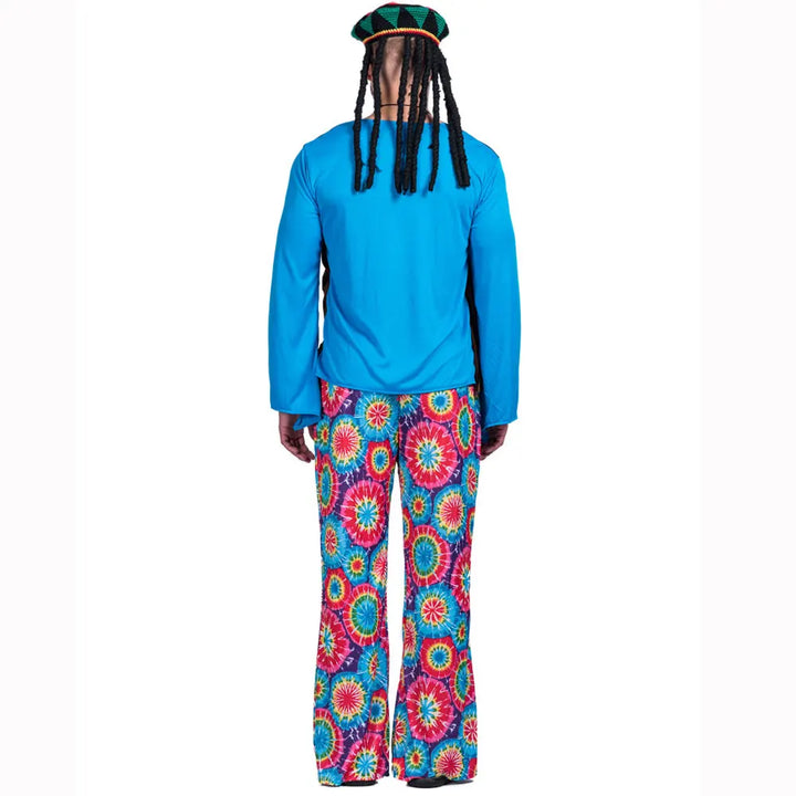 Men’s 60s & 70s Hippie Costume Set – Retro Pants, Shirt, Fringe Vest, Necklace, Glasses & Rasta Hat with Dreadlocks"✨ Step back in time with this complete 60s & 70s hippie outfit! Perfect for Halloween, retro parties, music festivals, and themed events.