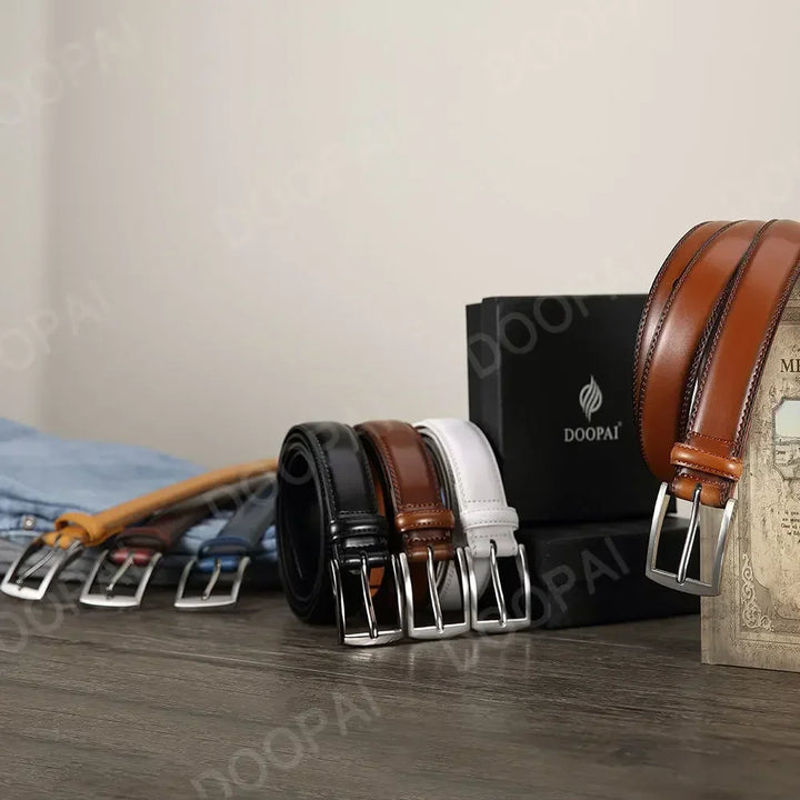 Men Belts High Quality Leather LONG Large Pin Buckle Metal Automatic Buckle Male Belts Strap Male