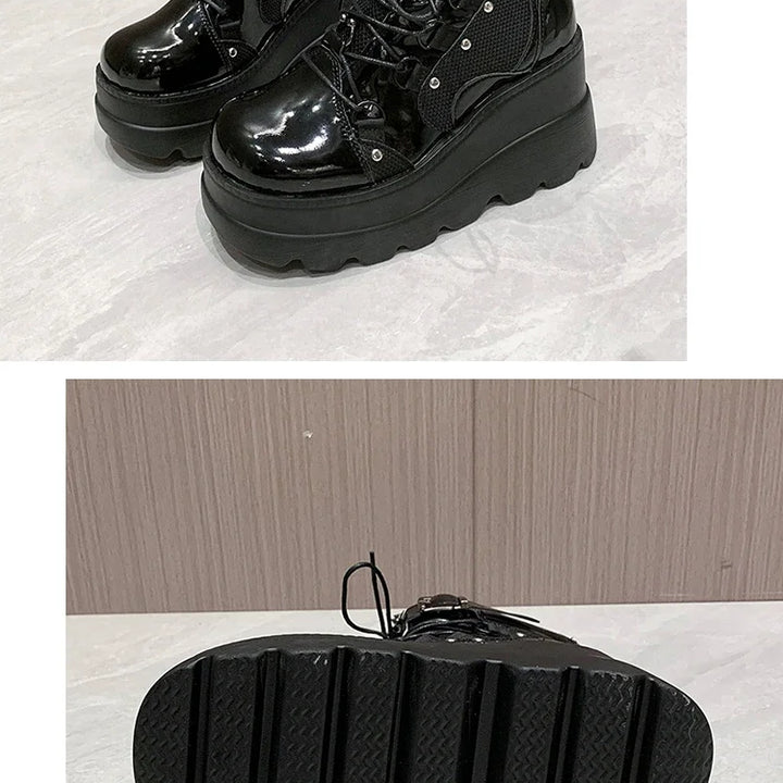 Women's Boots 2024 Autumn Women Ankle Boots Platform Wedges High Heels Short Boots New Fashion Design Zip Cosplay Shoes of Women