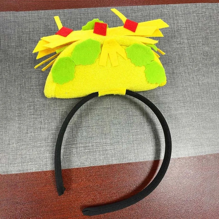 New Year Halloween French Fries Hat Cloth Personalized Taco Hair Hoop Yellow Head Accessories Creative Pizza Hat Headwear