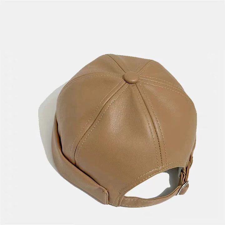 Retro Solid Color Brimless Hat Spring Summer Fashion Casual PU Leather Melon Caps Docker Cap Men Women Adjustable Hip Hop Hats