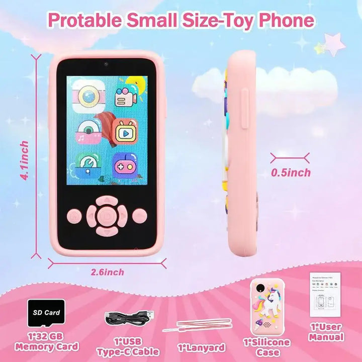Children Phone Toys Camera Mp3 Music Player Puzzle Games Tooddler Educational Leaning Toys Kids for Girls Boys Birthday Gifts