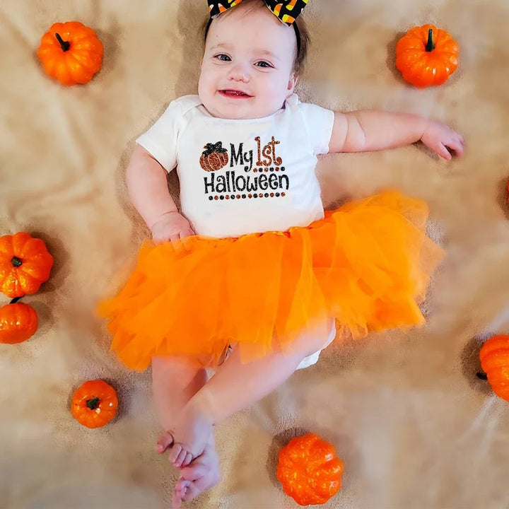 Baby Girls Halloween Outfits My 1st Halloween Romper+ Tutu Dress 2Pcs Outfit Set Costume Newborn Halloween Outfit