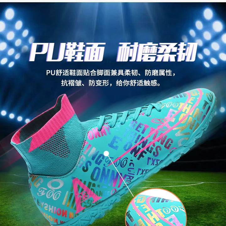 2025 New Hot Sale Football Boots Child Sneakers High Top AG Soccer Shoes Boys Outdoor Grass Training Shoes For Kids chuteiras de