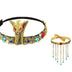 Halloween Egyptian Costume Accessories Egyptian Cobras Headpiece Beaded Tassels Necklace Decoration for Dressing Party