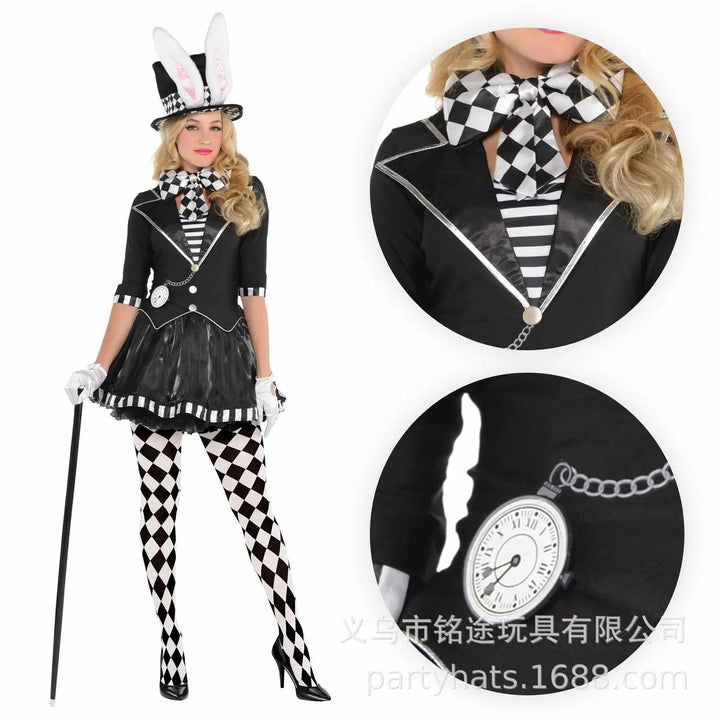 Halloween Easter White Rabbit Top Hat Alice Cosplay Bunny Bowler Men Women Magician Costume Accessory Suit Fairy Tale Tea Party
