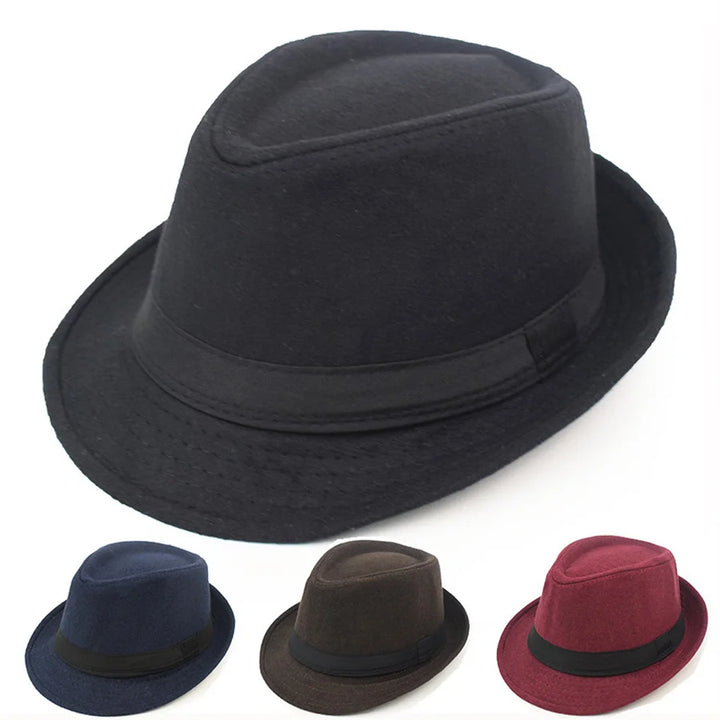 Unisex British Felt Jazz Hats For Middle Aged Men Bucket Hat Wool Fedoras Hat Autumn Winter Gentlemen Wedding Party Magic Caps