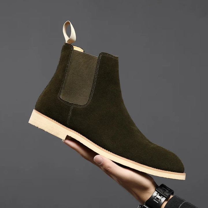Man Retro Suede Genuine Leather Chelsea Boots Men Fashion Short Ankle Boot Casual British Style High-Top Shoes