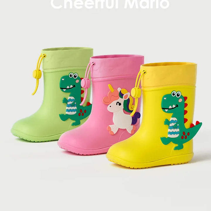 Kids Girl Boy Rain Boots Waterproof Toddler Rainboots Children's Shoes Rubber Boots Kids Baby Cartoon Dinosaur Water Shoes Boots