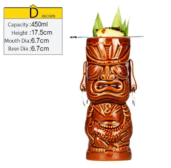 Tiki Mugs Ceramic Hawaiian Luau Party Mugs Drinkware, Cute Exotic Cocktail Glasses, Tiki Bar