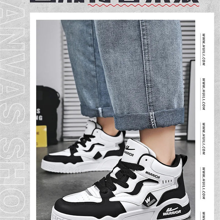 New Four Seasons Men's Sneakers Men's Comfortable Platform Shoes  Trend Lace-up Vulcanized Shoes White Casual Sneakers 5