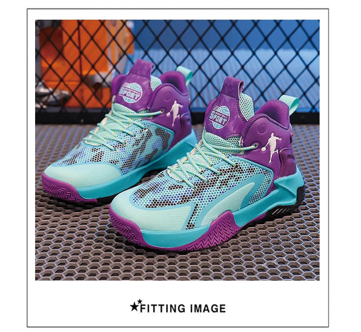 Basketball Shoes Big Kid Non Slip High-top Sport Training Sneakers Childrens Lightweight Outdoor Basketball Boots for Boy Yout