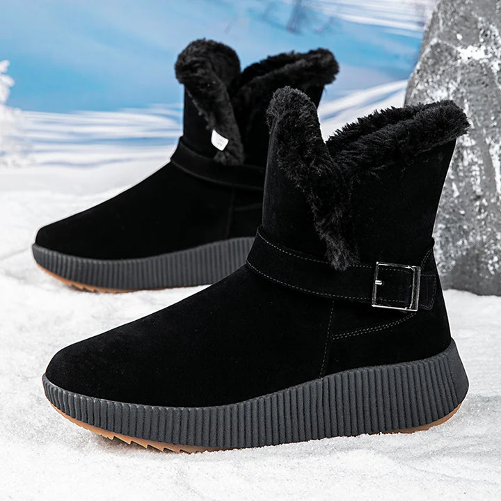 New Fashionable Bow Round Toe Elegant Snow Boots Winter Flat Wear-resistant Soft Students Plus Velvet Warm Women's Shoes