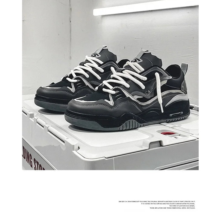 Men's Vulcanized Shoes Trendy Personalized Teenagers Casual Shoes Round Toe Lace-Up Plus Size Platform Shoes Men Shose For Sale
