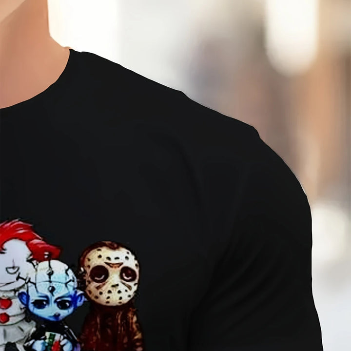Halloween Funny Character Print Men's  Short-sleeved Sports T-Shirt Comfortable And Versatile Sports Style Comfortable T-shirt