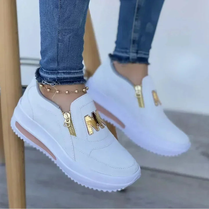 Women Autumn Sneakers Casual Double M Printed Side Zipper Platform Shoes Ladies Vulcanized Shoes Zapatillas De Mujer Women Shoes