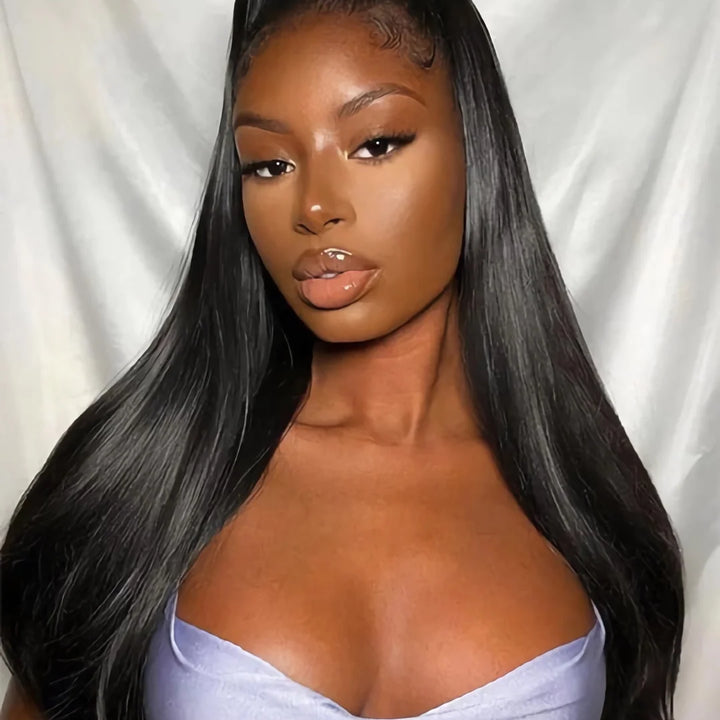 Hidden Strap Straight 360 Lace Front Wigs Human Hair Pre Plucked 12A Glueless Brazilian Virgin Wig With Drawstring HD Full Lace