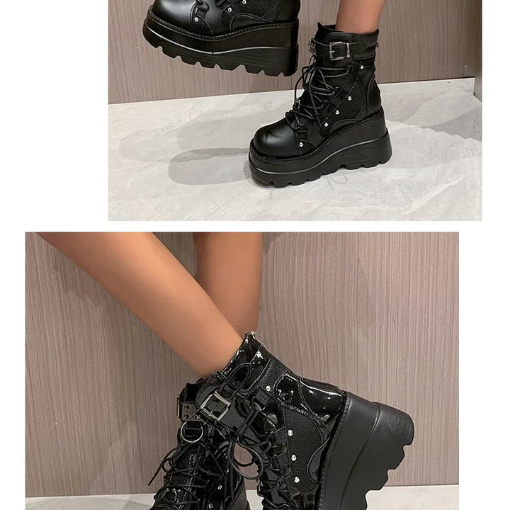 Women's Boots 2024 Autumn Women Ankle Boots Platform Wedges High Heels Short Boots New Fashion Design Zip Cosplay Shoes of Women