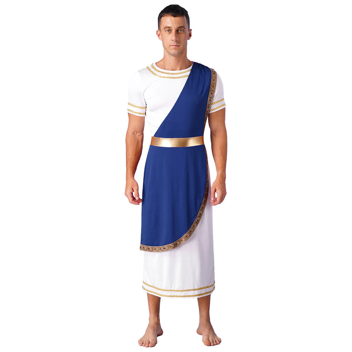 Halloween Men Ancient Greek Roman Toga Adults Retro Gold Cosplay Costume Long Robe Carnival Theme Party Fancy Dress Outfits