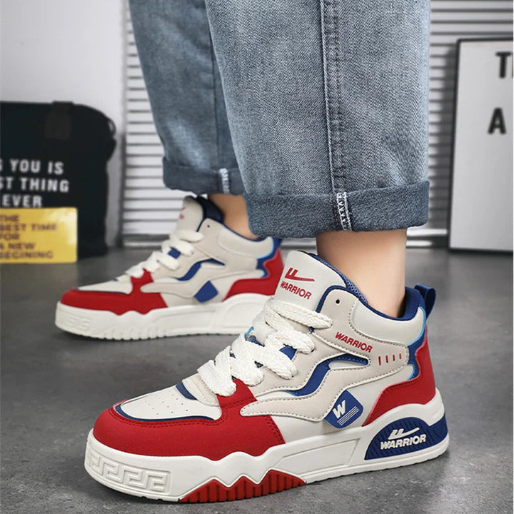 New Four Seasons Men's Sneakers Men's Comfortable Platform Shoes  Trend Lace-up Vulcanized Shoes White Casual Sneakers 5