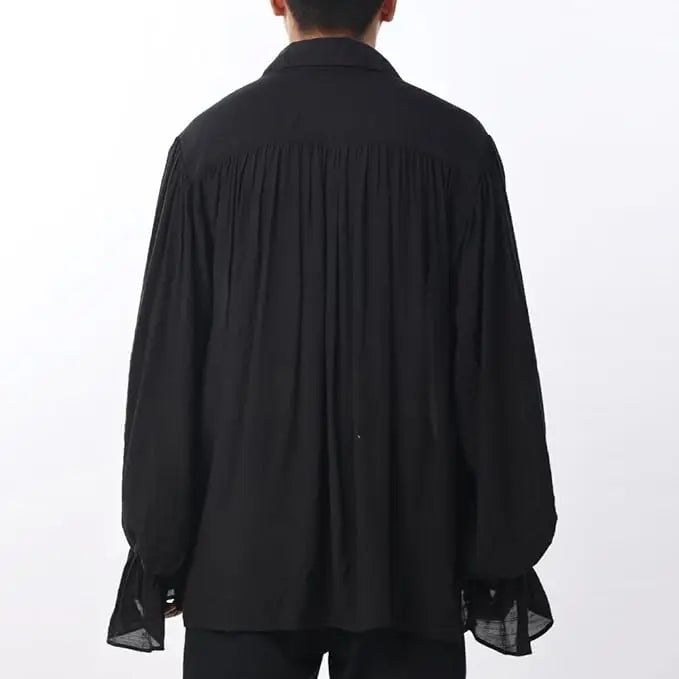 Medieval Halloween Costumes Autumn Casual Shirts Steampunk Cosplay Bandage Long Sleeve Ruffled Shirt Gothic Blouse Tops