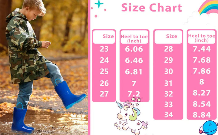 Kidmi Children Rain Boots Girls And Boys Outdoor Non-slip Rubber Rain Shoes Cute Easy Clean Kids Waterproof Boots With Handles