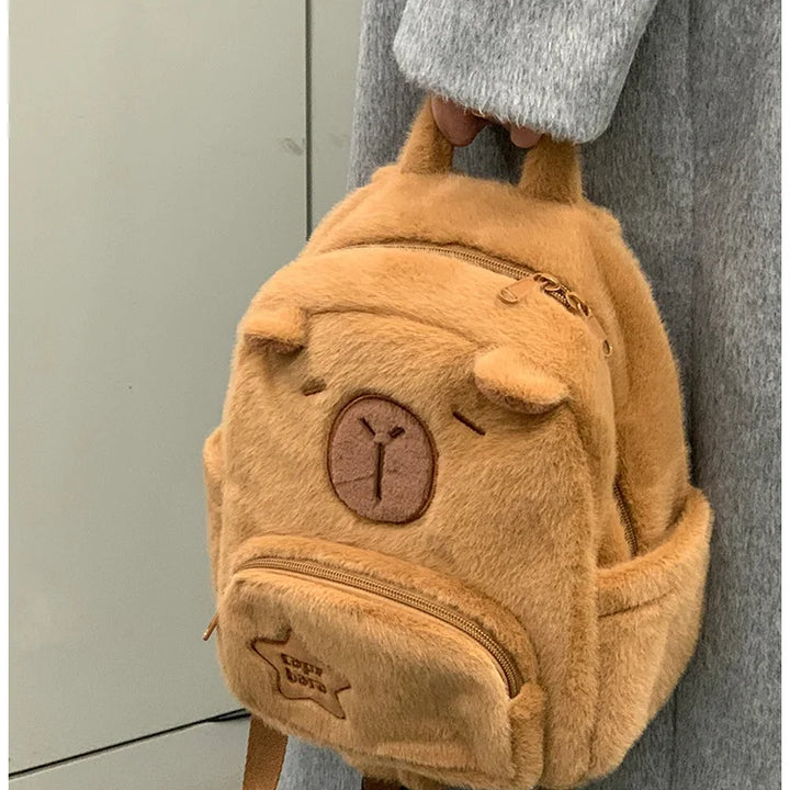Capybara Plush Backpack Kawaii Fashion Plushie Doll Fur Bag Children's Bag Shoulder Bag Mini Knapsack Bags Gifts For Girlfriend