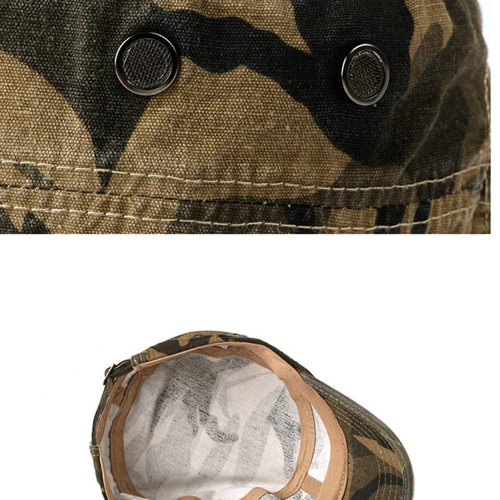 Vintage Camouflage Hats for Men Women Spring Summer Flat Top Baseball Caps Outdoor Camo Cadet Combat Fishing Cap Sunscreen Cap