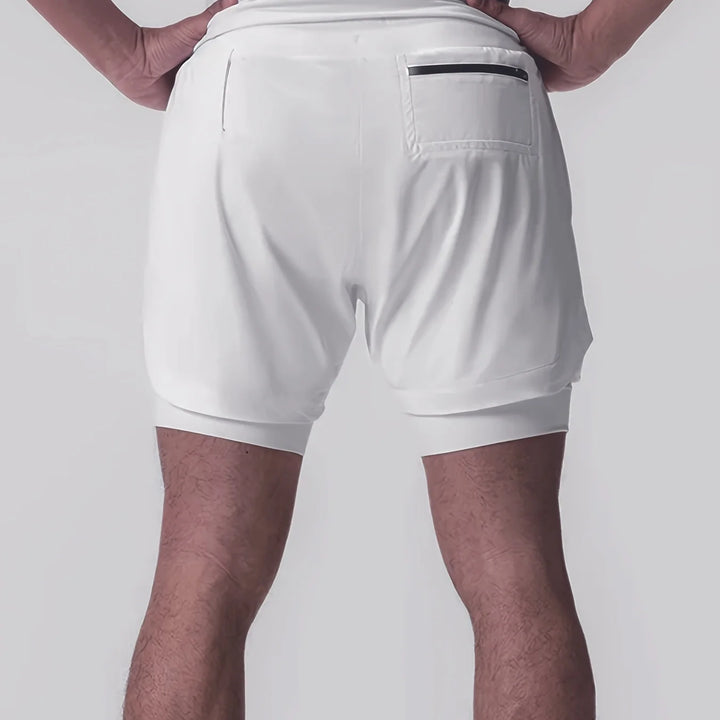 Sports shorts for men, double layered, quarter quick drying, elastic basketball, running training equipment, deep squat fitness,