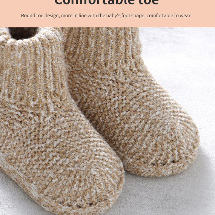 Baby Booties Newborn Boys Girls Hand Knit Boots Non-Slip Warm Infant First Walkers 0-12M Toddler Outdoor Indoor Floor Crib Shoes