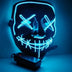 Halloween Party LED Illuminated Black V Shape Mask Haunted House Bar Party Cos Light Up Mask Halloween Party Scary Mask Decor