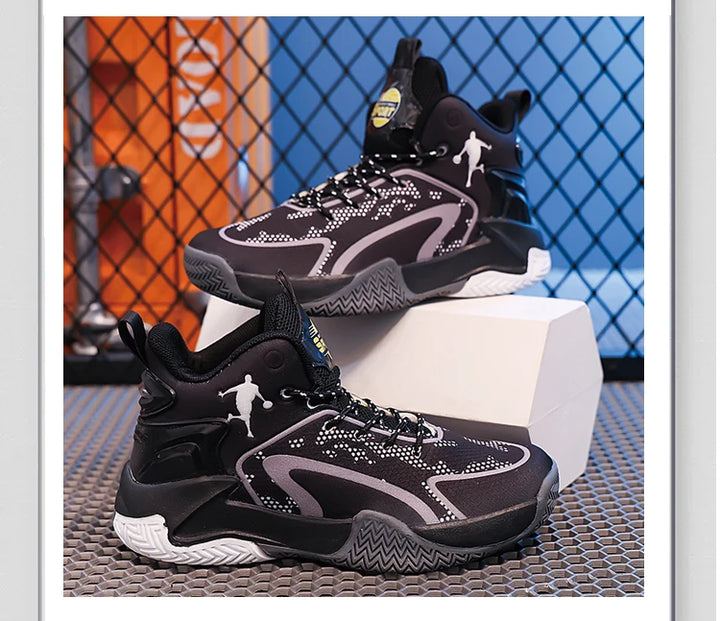 Childrens Basketball Shoes Big Kid Non Slip High-top Sport Training Sneakers Lightweight Outdoor Basketball Boots for Boy Yout