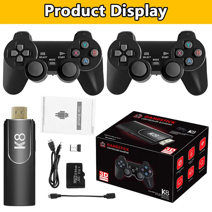 4K HD K8 Gamepad 64G Retro Video Game Console 40000+ Game 40+ Emulator Dual Wireless 2.4G Controller Retro Console Kids Gift Gam