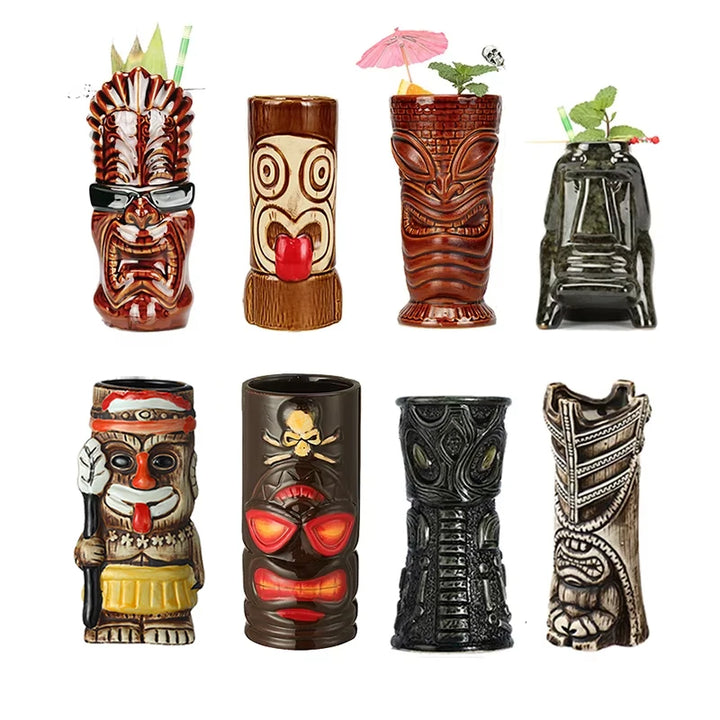Hawaii Tiki Mugs Cocktail Cup Beer Beverage Mug Wine Mug Ceramic Tiki Mugs
