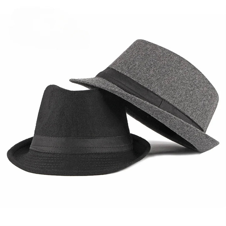 Unisex British Felt Jazz Hats For Middle Aged Men Bucket Hat Wool Fedoras Hat Autumn Winter Gentlemen Wedding Party Magic Caps