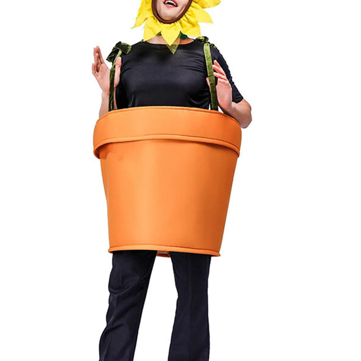 Halloween Flower Pot Costume for Adults Cosplay Women s Sunflower Costume with Headpiece for Garden Theme Party