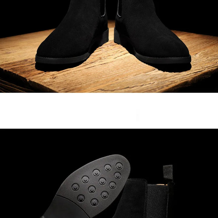 Man Retro Suede Genuine Leather Chelsea Boots Men Fashion Short Ankle Boot Casual British Style High-Top Shoes