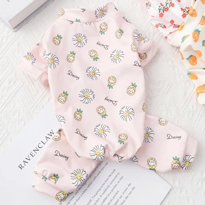Pet Dog Clothes for Small Dogs Soft Warm Dog Jumpsuits Fashion Print Puppy Pajamas Cute Cat Sleepingwear Pet Onesie Dog Overalls