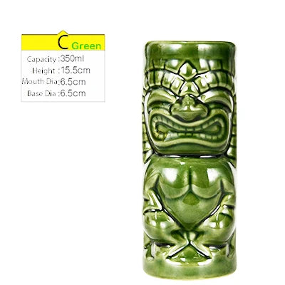 Tiki Mugs Ceramic Hawaiian Luau Party Mugs Drinkware, Cute Exotic Cocktail Glasses, Tiki Bar