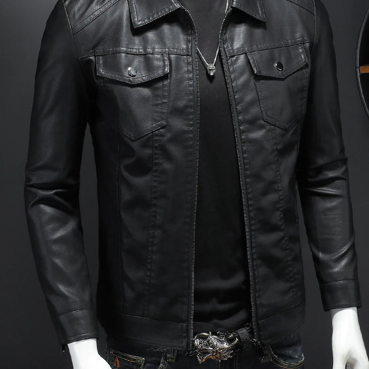 Spring Autumn Mens Leather Jackets Slim Fit Male Fashion Faux Windproof Warm Coats Man Brand Clothing