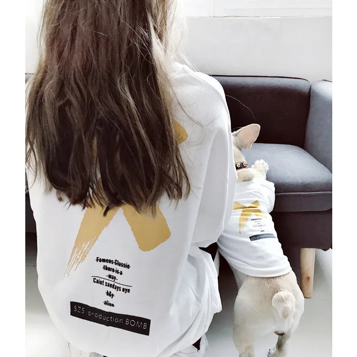 Pet Clothes  Dog Clothes Parent-child Wear Spring and Autumn Korean Version Printing Pure Cotton Two Colors Seven Sizes