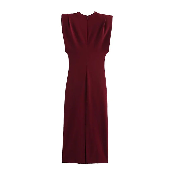 MUJER Pleated Long Dresses for Women Sleeveless Evening Chic Party Midi  Draped Bodycon